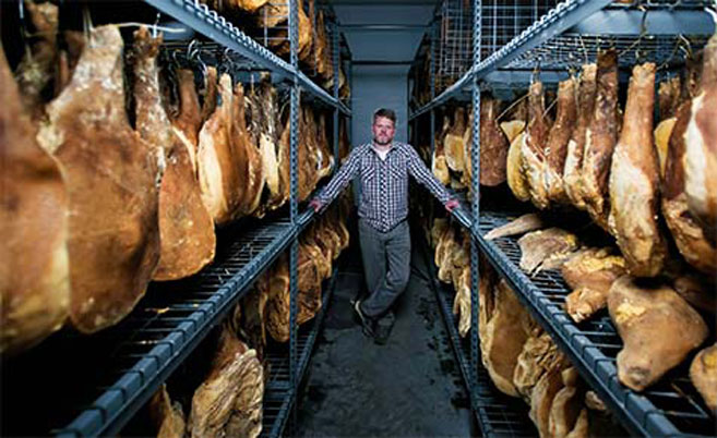 Jay Denham inside Woodlands Pork