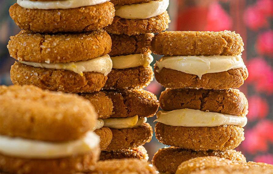 Sorghum Ginger Cookies with Lemon Filling