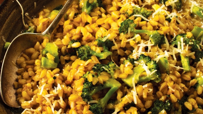 broccoli wheat berry risotto